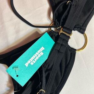 Sports Illustrated Black Gold-Ringed Bikini Top
